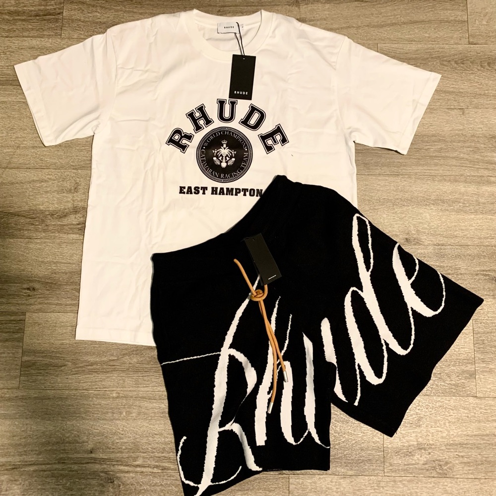 Rhude Black and White Athletic Shorts